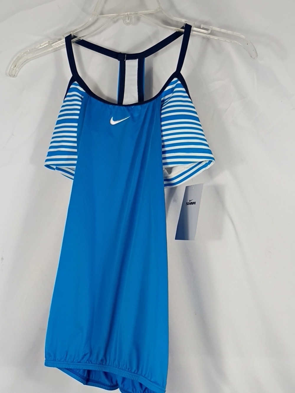 NWT Nike SWIM Photo Blue Layered Racerback Tankini TOP Women's Size XS Summer